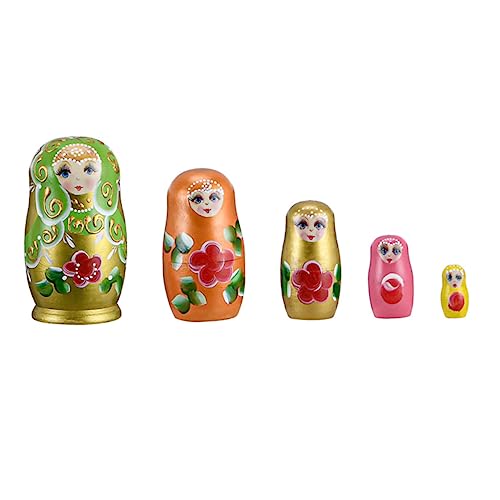 PERSELOSO Russian Doll Ornaments Wooden Stacking Toys for Boys and Girls and Home Decor Random Color