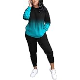 HBQ Two Piece Outfits For Women Casual Long Sleeve Sweatsuits Jogger Tracksuits Lounge Sets With Pockets