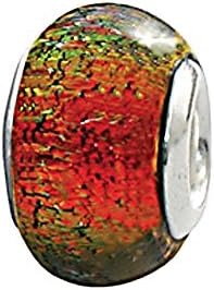 Zable Beads Sterling Silver Round Dichroic Orange Glass Bead