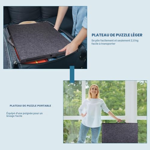 Pllieay Puzzle Table Puzzle Mat Puzzle Tray with 6 Sorting Drawers, Adjustable Stand and Protective Lid – Ideal for 1000 Piece Puzzles