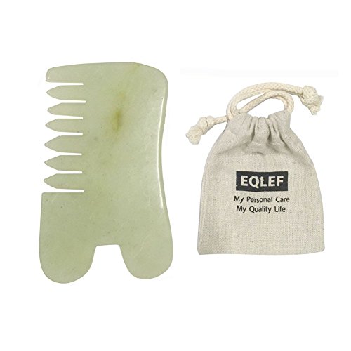 EQLEF® Jade Gua Sha Scraping Massage Tool Jade Guasha comb , Tools for Graston SPA Acupuncture Therapy Trigger Point Treatment on Face Arm Foot