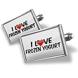 Sterling Silver Cufflinks I Love Frozen Yogurt - Neonblond