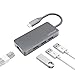 Letscom USB-C to USB 3.0 Portable Data Hub with Thunderbolt 3 to Network Adapter Ethernet Port and 3 USB 3.0 Ports, for Macbook Pro, XPS, Google Pixelbook and More Type C Devices, Grey