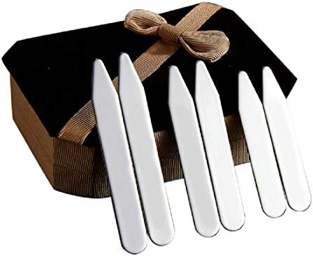 6Pcs Silver Stainless Steel Collar Stays Shirt Collar Stiffeners in a Nice Gift Box Size 2.2" / 2.5" / 2.75" (CP07-Silver No Note)