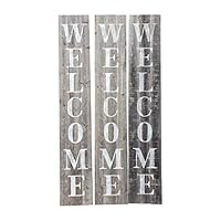 Welcome Sign for Front Porch Made with Real Rustic Reclaimed Wood - 5 feet Tall - Fixer Upper Farmhouse barn Wood Style (Grey/White)