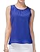 DRESSIS Womens Round Neck Sleeveless Chiffon Pleated Blouse Tank Top ROYAL 3XL