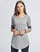 Etuoji Women T-Shirt Baseball Long Sleeve Blouse Striped V Neck Tee Shirt