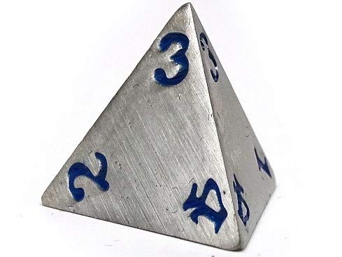 Legendary Silver Metal Polyhedral Dice Set with Electric Blue Signature Font | 7 Piece | Professional Edition | Free Display Case | Hand Checked Quality Control - Thumbnail 7