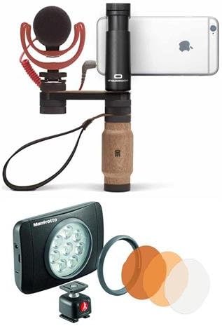 Shoulderpod R2 Pocket Rig - portable smartphone rig - With Manfrotto Lumie Muse LED Light