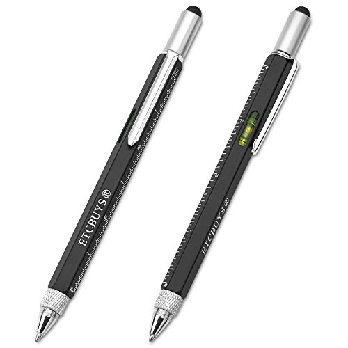 ETCBUYS Screwdriver Pen Pocket Multi-Tool 6 in 1 - Multi-Functional & Sturdy Aluminum DIY Tool, with Screwdriver, Stylus, Bubble Level, Ruler & Phillips Flathead Bit. Unique Gift Idea (3 Piece, Set)