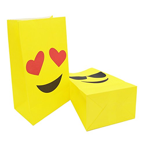 Emoji Paper Bags - Emoji Party Favors Treat Goody Bags for Kids