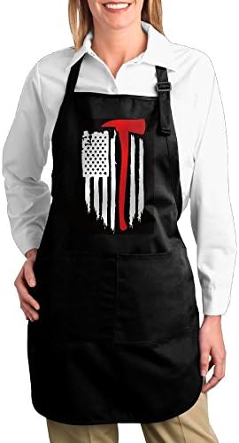 QaWDVF Versatile Work Apron For Men And Women American Flag Firefighter Multipurpose Canvas Aprons