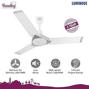 Luminous Jaipur Bandhej 1200mm Ceiling Fan (Malabar Silver, Pack of 2)
