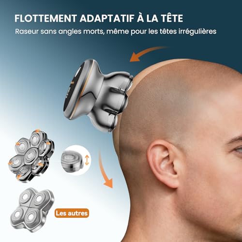 MAXGROOM 2026 Pro Men's Skull Electric Shaver, Silver Edition, 7D Magnetic Head, 8800RPM Motor, Battery Life 140 Mins, USB-C Charging, IPX7 Waterproof, Dry or Wet Shave (Silver)