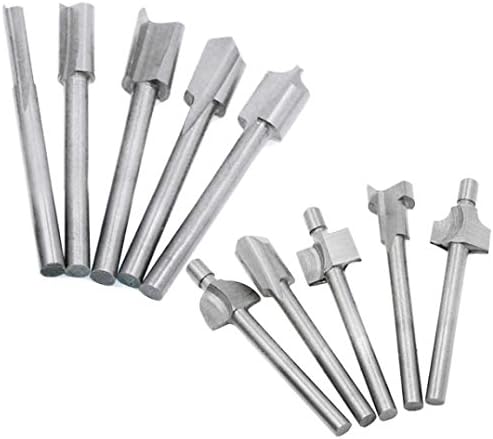 Chartsea 10 Pcs/Set HSS Titanium Router Bits Wood Cutter Milling Fits Rotary Engraving (silver)