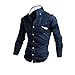 Allegra K Men's Point Collar Long Sleeve Chest Pocket Shirt