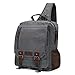 Plambag Canvas Sling Backpack Messenger Bag One Strap Travel Sport Crossbody Shoulder Bag Unisex, Grey