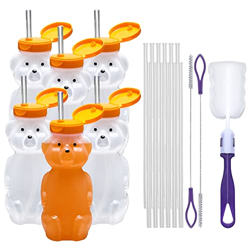 Special Supplies Honey Bear Straw Cup with Long Straws, 6 Pack