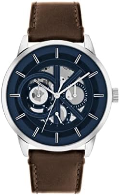 سعر CALVIN KLEIN MODERN SKELETON MEN's BLUE DIAL, BROWN LEATHER WATCH ...