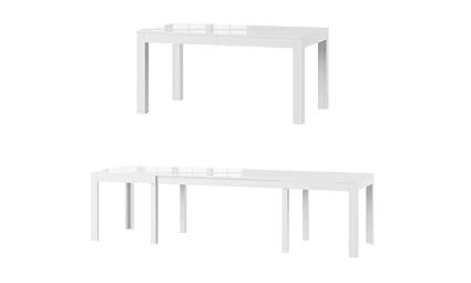MPS groß praktisch Tisch WENUS 160-300x90x76cm Weiß Hochglanz 4-12 Personen Esstisch mit ausziehbarer Tischplatte auf 300 cm 