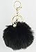 Key Chain Accessories for Women - Black Faux Fur Ball Charm and Artificial Pearl with Key Ring
