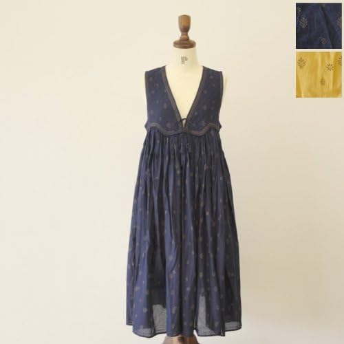 Amazon メゾン ド ソイル Maison De Soil オーガニックコットン ボイルブロックpt ギャザーノースリーブワンピース Nmds1274 ワンピース チュニック 通販