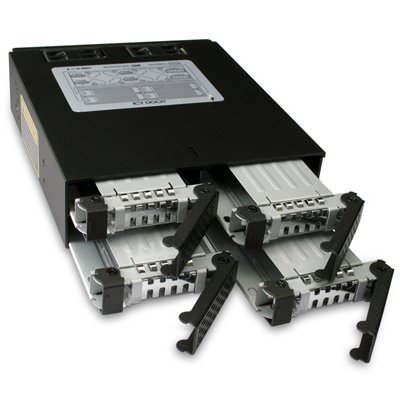 ICY DOCK Rugged Full Metal 4 Bay 2.5 SAS/SATA HDD & SSD Hot Swap Backplane Cage Mobile Rack for 5.25 Drive Bay - ToughArmor MB994SP-4S