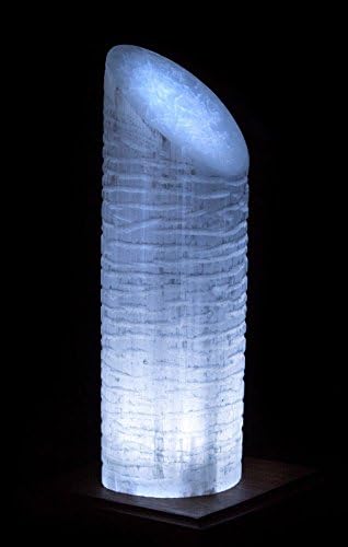 Large Lipstick Selenite Skyscraper Lamp 9"-10" Tall
