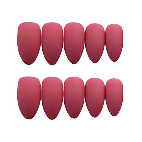 24pcs/set Press on Nails Stiletto Matte False Nails Medium Long Full Cover Design Press On Nails for Women Decals Acrylic Bride Fake Stick On Nails Rose Red