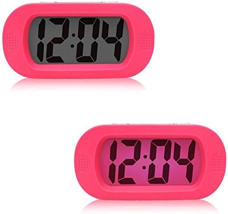 Alarm Clock Digital, Alarm Clock For Kids Bedroom Silicone LED Clock Luminous Electronic Alarm Clock Mute No Bettery, Material ABS+Silicone (Pink)