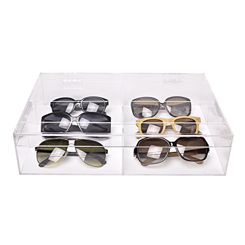 Modern Clear Acrylic 6 Compartment Eyewear Sunglasses Display Case