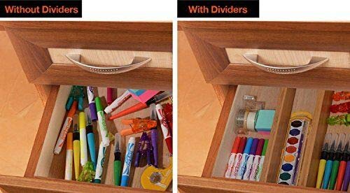 Hossejoy 4 Pack Bamboo Drawer Divider, Kitchen Drawer Organizer Spring Adjustable & Expendable Drawer Dividers - Best dividers for Kitchen, Dresser, Bedroom, Baby Drawer, Bathroom, Desk
