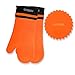 Detachable Silicone Oven Mitt - 1 Pair of Extra Long Professional Heat Resistant Potholder Gloves - Orange