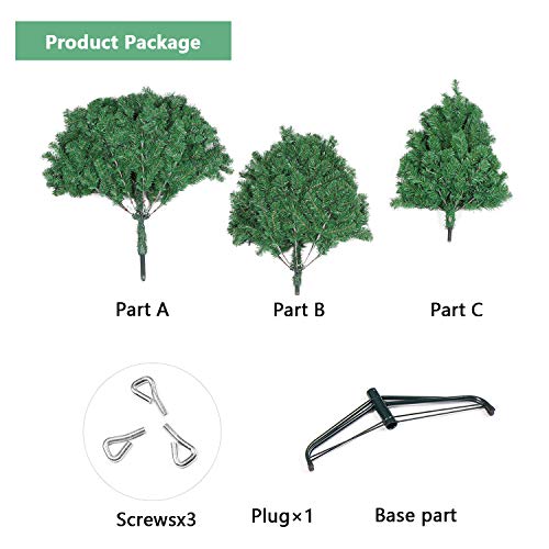 SHareconn 6.5ft Unlit Premium Artificial Spruce Hinged Christmas Tree with 1300 Branch Tips and Metal Stand - Thumbnail 3