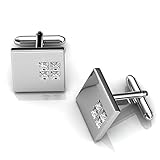 TK Beauty Glimmering Diamond Color Cufflinks For Men Made With Swarovski Crystals