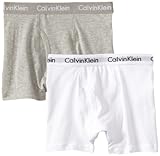 Calvin Klein Big Boys' Assorted 2 Pack Boxer Briefs, Gray/White, Large/12-14