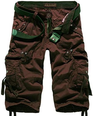 Amoystyle Men's Relaxed Fit Long Cargo Shorts Capri Pants 7 Colors US 30-38