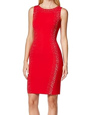 Women's Studded-Trim Jersey Sheath Dress (14, Red)