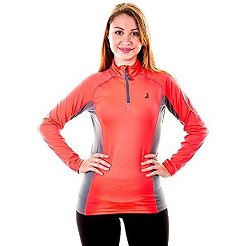 Joluvi T-Shirt Power Fit Turf pour Femme, Orange Fluo/Corail, S