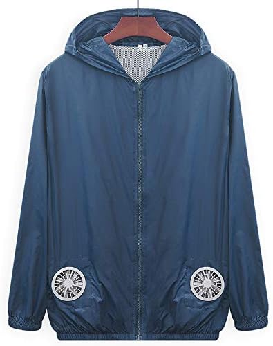 人のための冷却ファンのジャケット エアコンの服 作業服 大人気 屋外作業のため夏の釣り旅行キャンプと自転車 Darkblue L