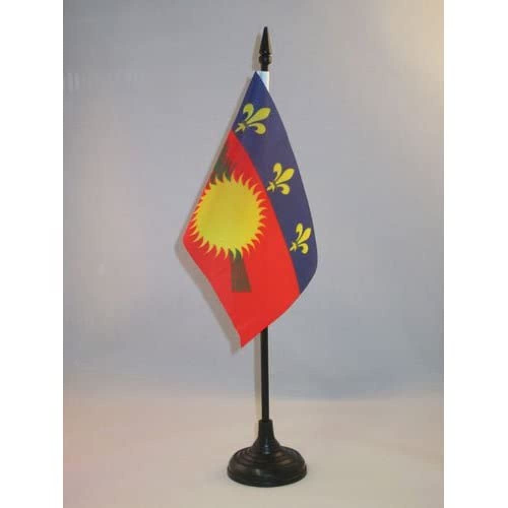 AZ FLAG - Guadeloupe Table Flag 4'' x 6'' - French region of Guadeloupe Office Mini Banner 100% Polyester 15 x 10 cm - Mini Desk Flag with 10'' Pole and Black Plastic Base