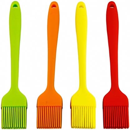 iCarenis Silicone BBQ Brush, Heat Resistant Basting Brush for Cooking, Baking Pastry and Grilling-Set of 4 (Small)