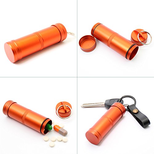 PPFISH 3 PCS Military Grade Air-Tight EDC Accessory Case, Pill Fob Capsule Keychain, Waterproof Match Case Battery Holder, Outdoor Survival Storage Metal Container Dry Box - Thumbnail 4