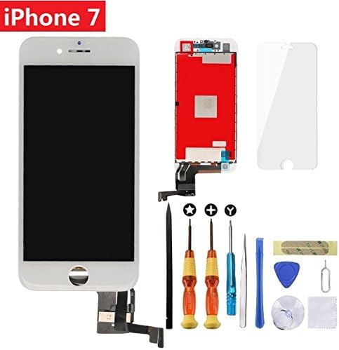 Screen Replacement for iPhone 7 White 4.7 inch Retina LCD Screen Replacement 3D Touch Digitizer Frame Assembly with Tempered Glass Screen Protector + Repair Tools + Instruction by Brinonac
