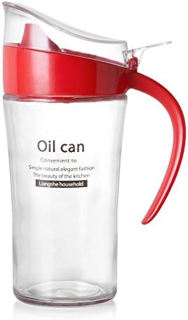 Olive Oil and Vinegar Dispenser-Oil Pourer Vinegar Cruet, 21 OZ Glass Bottle with Drip-free Bottle Spout and Return Ventilation Design (Red)