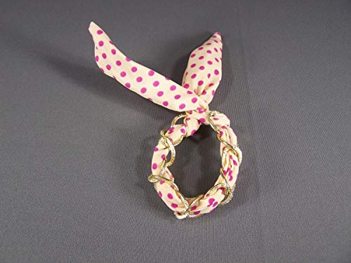 Pink Fuchsia gold chain link wired bendable posable ponytail holder hair tie