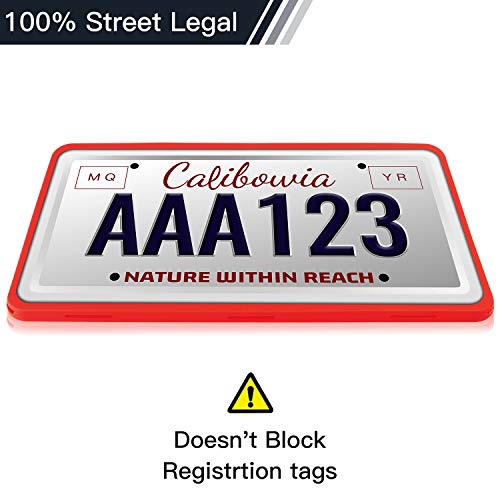 Intermerge Silicone License Plate Frame Holders Rust-Proof/Rattle-Proof/Weather-Proof with Drainage Holes Universal American Car Licenses Plate Covers (Red)