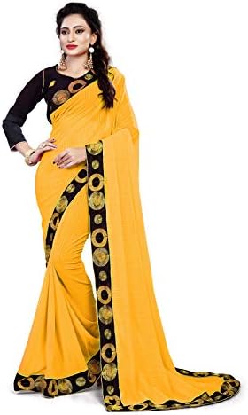 Pramukh Suppliers Women's Georgette Embroidered Saree