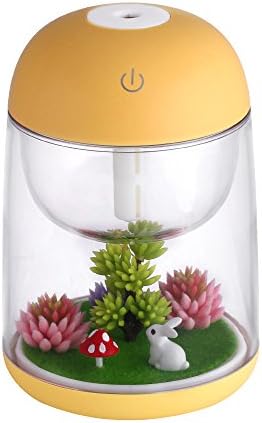 Azmall Portable Mini Ultrasonic Air Humidifier 180ml Landscape Aroma Essential Oil Diffuser Cool Mist Humidifier Air Purifier Colorful Led Light Night Light Lamp Mist Maker Fogger Yellow