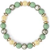 Wealth Crystal Healing Bracelet, 4 Gemstones with Citrine, Aventurine, Pyrite, Hematite, 7.8 inch